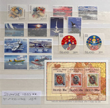 TIMBRES ISLANDE 1993 YT N° 733 à 749 NEUFS ** MNH
