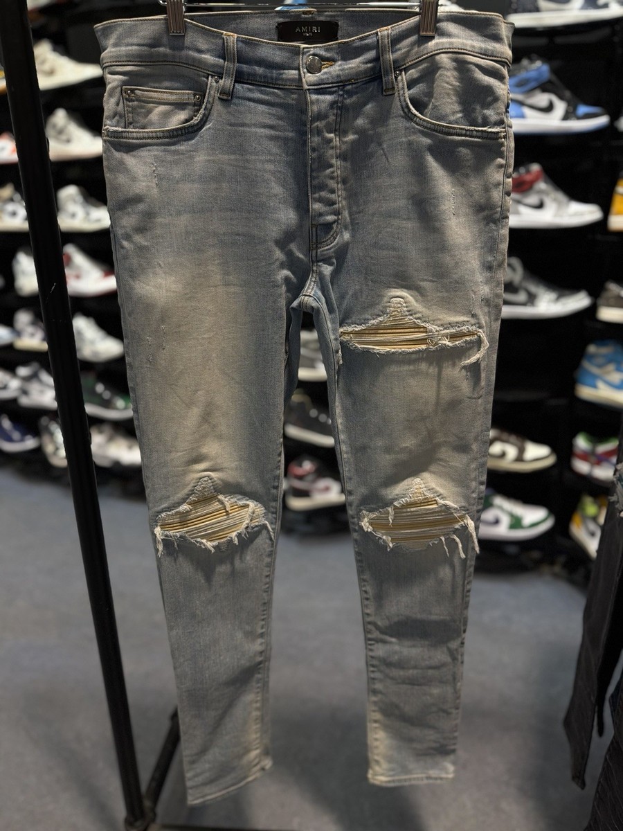 Size 33 - Amiri Blue Pants MX1 Yellow Patch Jeans 100% Authentic