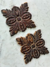 Antique Salvage Wood Furniture Appliques Trim Pieces Floral Thin Wood