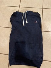 Hollister Hoodie Men s Small S Hooded Sweatshirt Logo Blue Dark Blue Sleeves