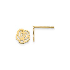 14k Yellow Gold Childrens Flower Post Earrings
