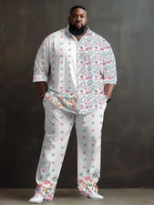 Men's Outfit 2 Piece Set Shirt  Pants Suit PLUS SIZE BIG 6XL