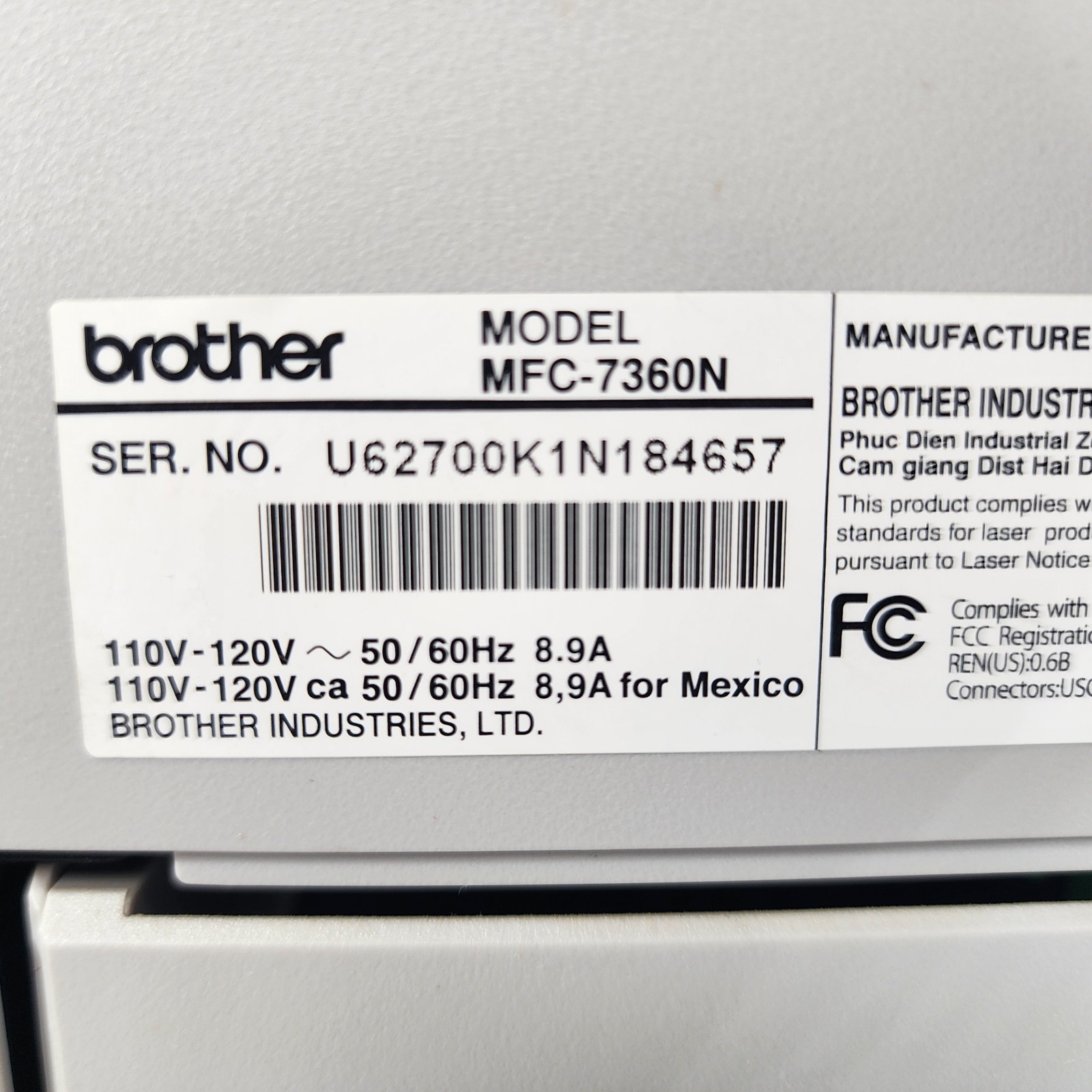 Brother MFC-7360N All-In-One Laser Printer | Only 5k Pages | Tested
