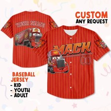 Custom Mack Red Lightning Mcqueen Baseball Jersey