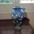 1999 Signed Bill & Don Fenton HP Barnett Blue Glass Tranquility Vase #2670