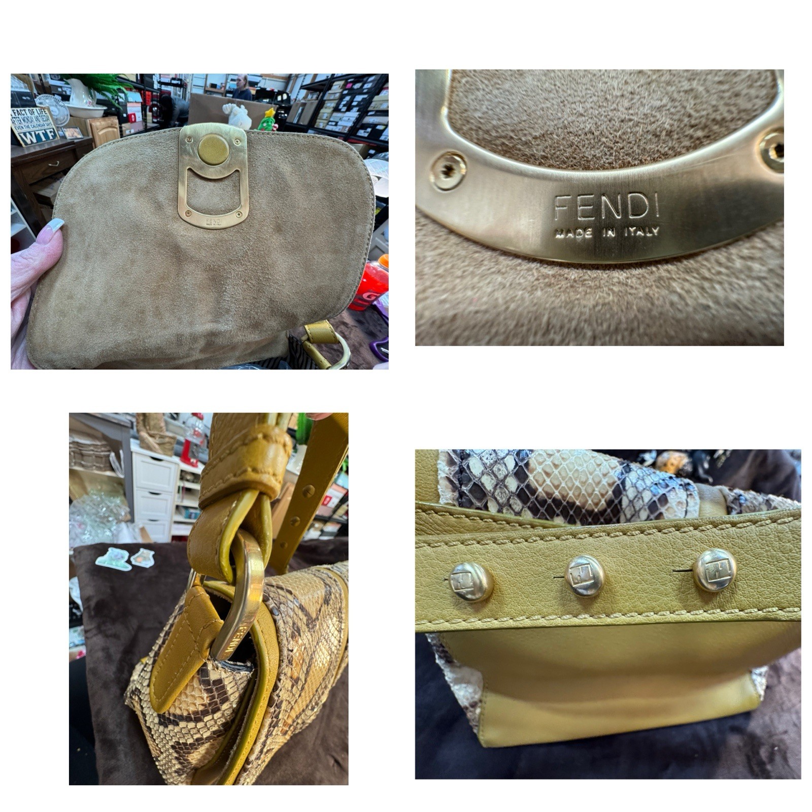 Fendi Leather and Python Shoulder Bag - image 5