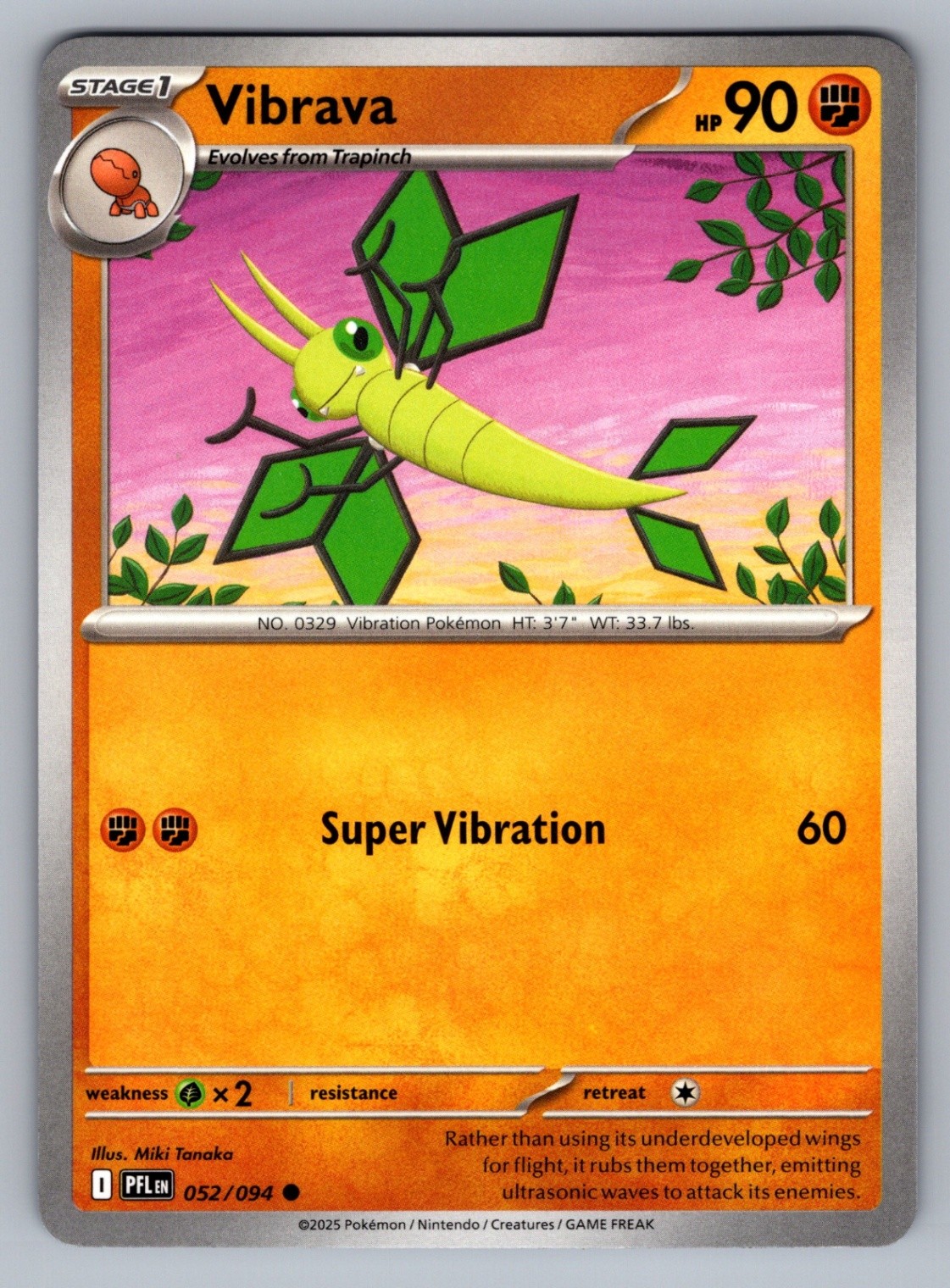 Pokémon TCG Vibrava Common ME02: Phantasmal Flames 052/094 NM