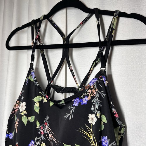 Athleta Cross Back Floral Tankini Swim Top Gr. 36D/DD Mehrfarbig Schwarz Strand - Bild 3 von 13