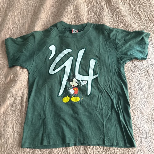 Vintage 90's Walt Disney World Mickey Mouse 94' Green  T Shirt L/XL Logo