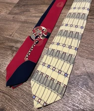 LOT OF 2 Frank Lloyd Wright Collection 100% Silk Geometric Hand Made Tie Mens