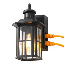 Porch Lights with GFCI Outlet, Motion Sensor Outdoor Light Dusk Dawn 3 Modes