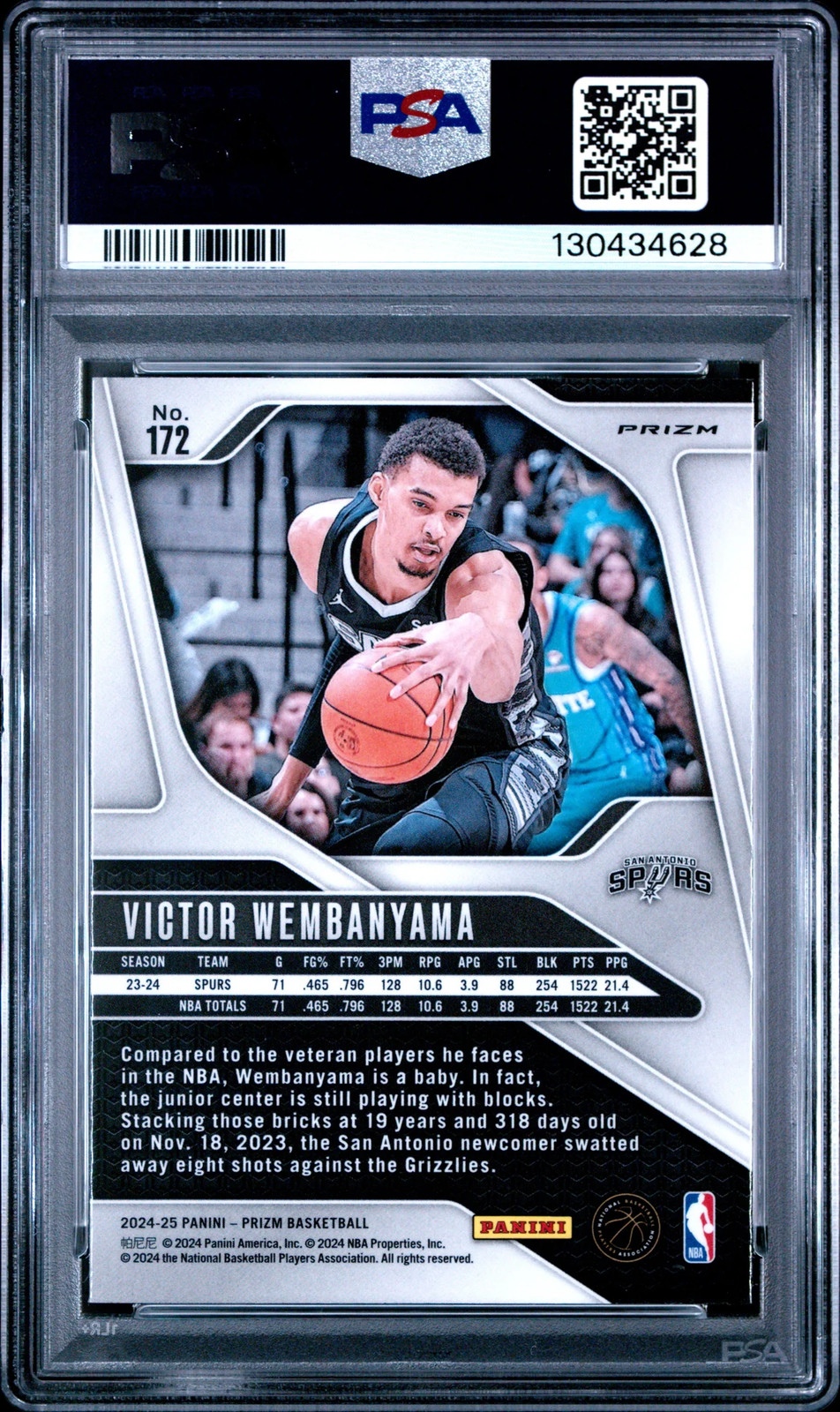 2024 Panini Prizm Victor Wembanyama #172 China Variation PSA 9 view 2
