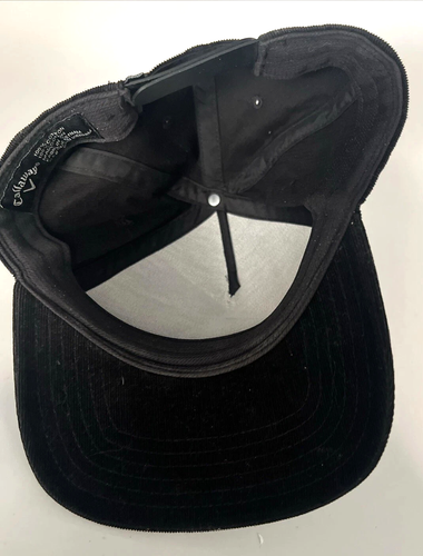Callaway Golf Black Corduroy Snapback Hat Adjustable Cotton Cap Logo Unisex OS - Picture 7 of 9