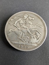 GC51 1900 Victoria Crown LXIII Sterling Silver British Coin