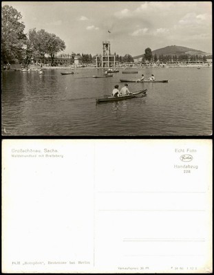 Ansichtskarte Großschönau (Sachsen) Waldstrandbad, Ruderer 1960