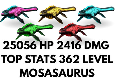 Mosasaurus 2416 DMG TOP STATS %100 imprint Ark Survival Ascended Official PVE