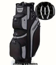  Golf Cart Bag: 14-Way Divider Top + Rain Cover Black/Grey