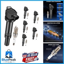 SYKRSS 6 Ignition Coils 6 Spark Plugs for Kia Rondo/Magentis/Optima Hyundai