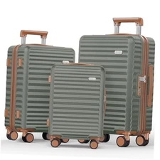  Luggage Sets 3 Piece Hardside Expandable Suitcase with 20in/24in/28in Green