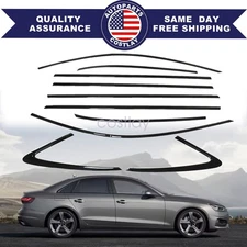 FOR Audi A4 S4 20-25 10pcs Gloss Black Car Window Molding Trim Strip Cover USA