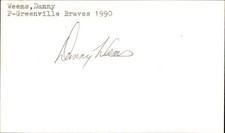 Danny Weems Signed 3x5 Index Card Cut Braves Autograph Den