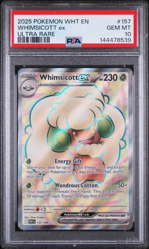2025 POKEMON WHT EN-WHITE FLARE ULTRA RARE #157 WHIMSICOTT EX PSA 10