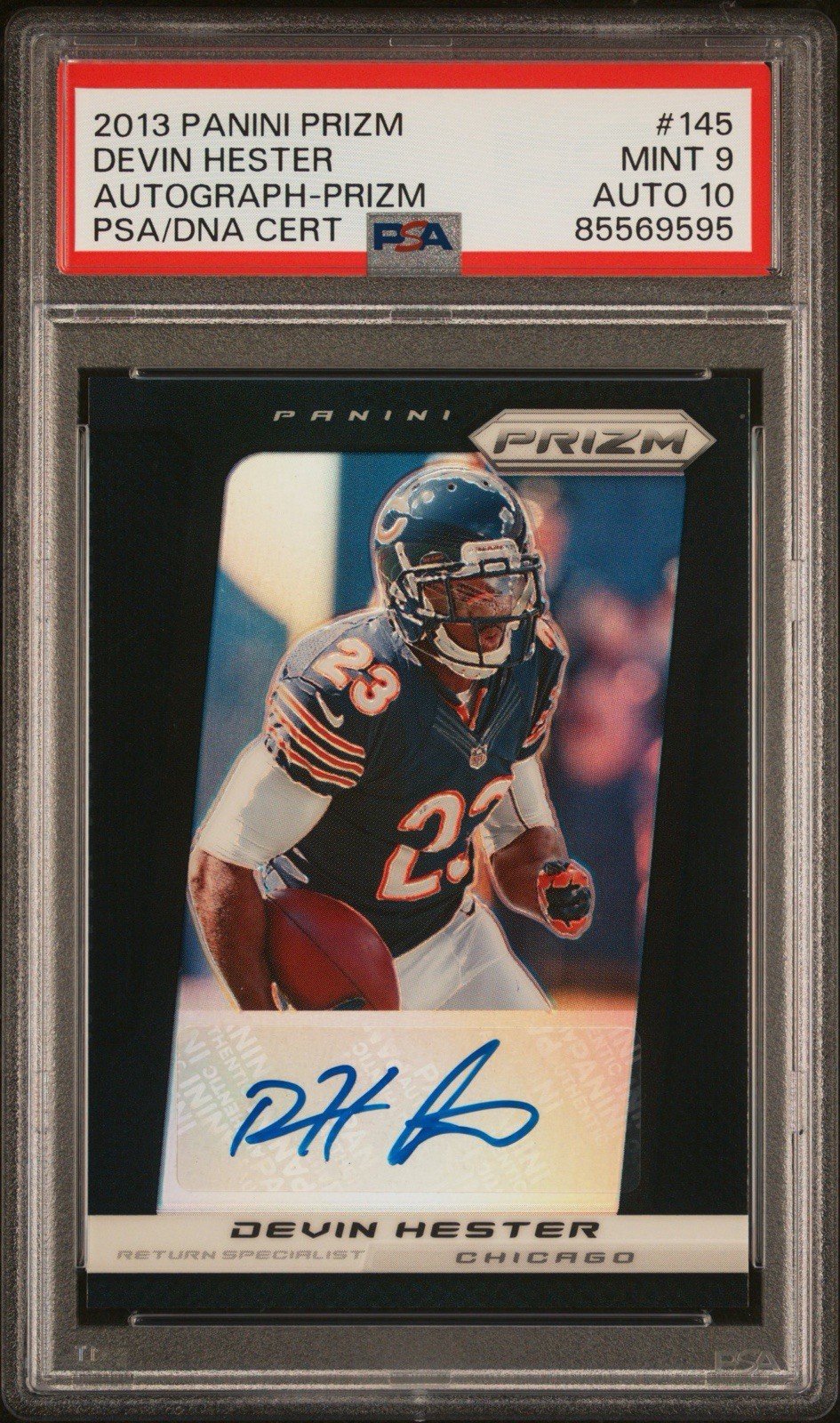 2013 Panini Prizm Devin Hester #145 Autograph Prizm /10 PSA 9 10 Auto POP 1