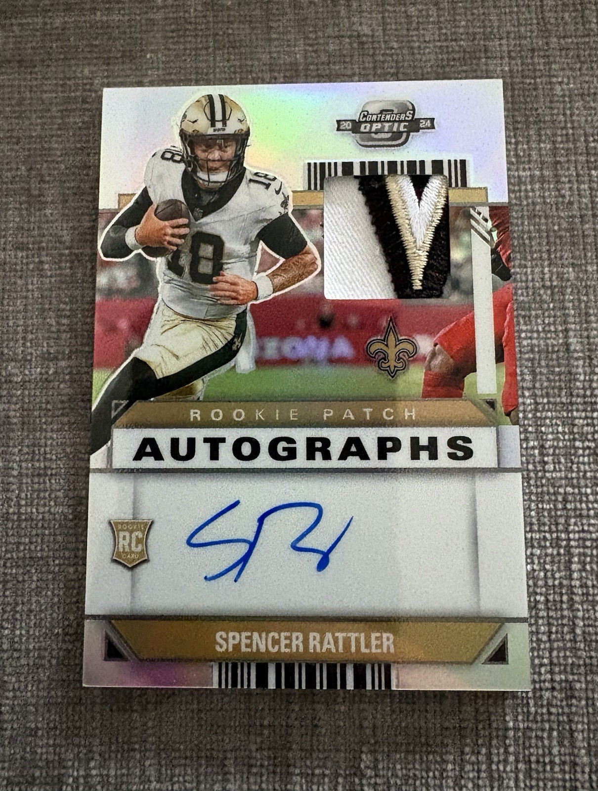 2024 Contenders Optic Spencer Rattler Silver RPA Rookie Patch Auto 36/75