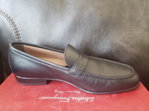 SALVATORE FERRAGAMO Penny Loafers Dress Calf Black Men 8 UK/9 US $950. - Picture 9 of 17