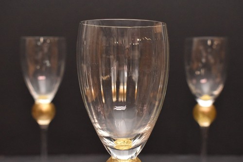 SET 4 UNION STREET Studio Art GLASS MANHATTAN Gold CLARET WINE GLASSES GOBLETS - Picture 4 of 21