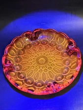 Vintage MCM L.E. Smith Moon Stars Amberina Glass Ashtray Decorative Mid Century