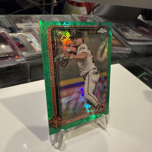 2025 Topps Chrome Logofractor Willy Adames Green Refractor /99 🔥 Giants - Picture 3 of 4