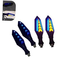 Motorcycle Turn Signal Indicator Lights Arrow-shape Dual-sided 4 Pcs Blue
