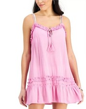 Miken Juniors' Ruffled Swimsuit Cover-Up Pink Size M New Without Tags Pink