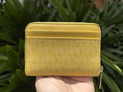 MICHAEL KORS JET SET TRAVEL ZA CARD CASE WALLET MK DAISY YELLOW | eBay