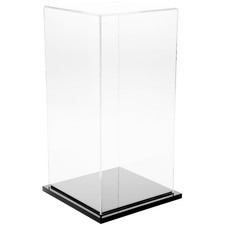 Plymor Clear Acrylic Display Case with Black Base, 6" W x 6" D x 12" H