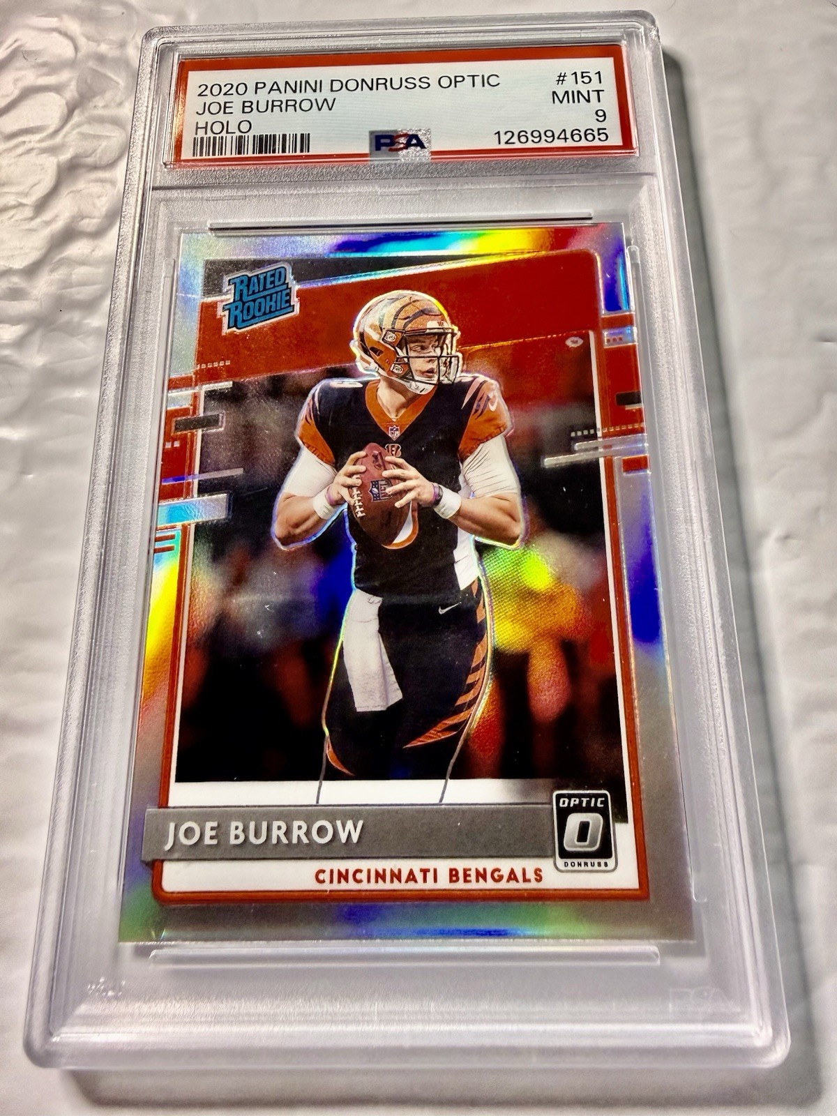 2020 Panini Donruss Optic JOE BURROW HOLO PSA 9 MINT Rated Rookie RC #151 view 3