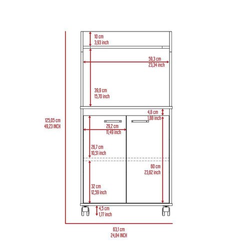 49.23 in. 1-Shelf Wood Pantry Organizer with 2-Doors for Kitchen in White - Picture 2 of 5
