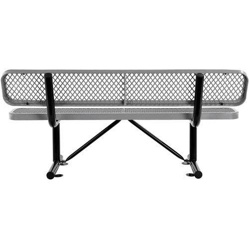 Global Industrial 72"L Expanded Metal Mesh Bench w/Back Rest Gray - Picture 6 of 8