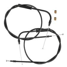 Vinyl Stainless Steel Braided Extended Throttle and Idle Cable Kit 39.4" Black