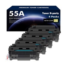 Cartucho de tóner negro P3015 CE255A 55A paquete de 4 repuestos compatibles para HP 5...