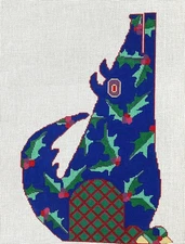 Needlepoint Hand Painted Canvas Christmas Razorback-Alligator or Crocodile QR70E