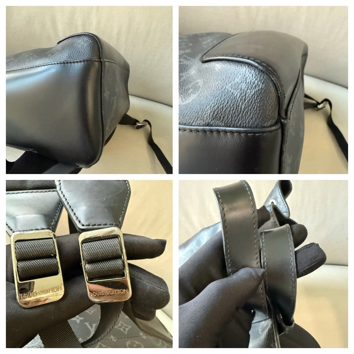 Authentic Sleek LV Eclipse Backpack Crafted Black… - image 23