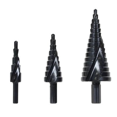 3x HSS Step Drill Bit Set Large Cone Titanium Bit Set 6/8/10mm Shank Hole Cutter