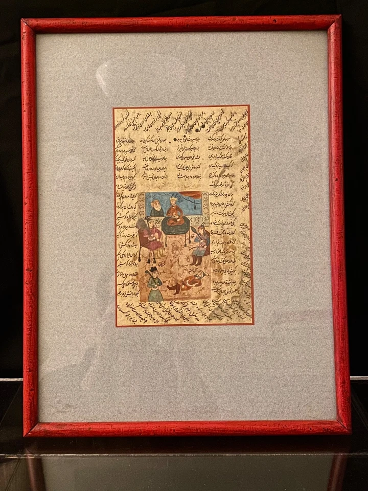 Auténtico persa de Oriente Medio siglo XVIII. Manuscrito pintado hecho a mano "Shahnameh Ferdowsi" Foto 2 de 4