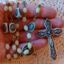 1930-40's Catholic Italian Rosary Glow In the Dark Faith Hope Love Ave Maria 