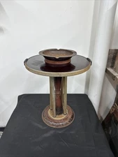 Vintage Mid Century Table Airport Lounge Ashtray Cigar Stand Rough Rust - RARE