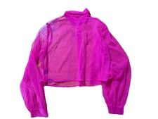 Shein Size L Women’s Pink See Through Long Sleeve Mesh.