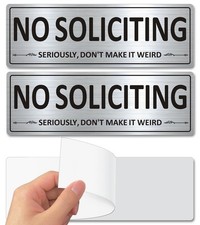 2 Pack Metal Self-Adhesive No Soliciting Sign for Front Door, 7.5" x 2.5" H...