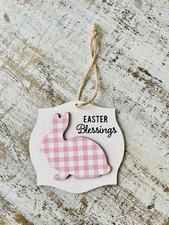 Layered Buffalo Check Easter Bunny Blessings Ornament